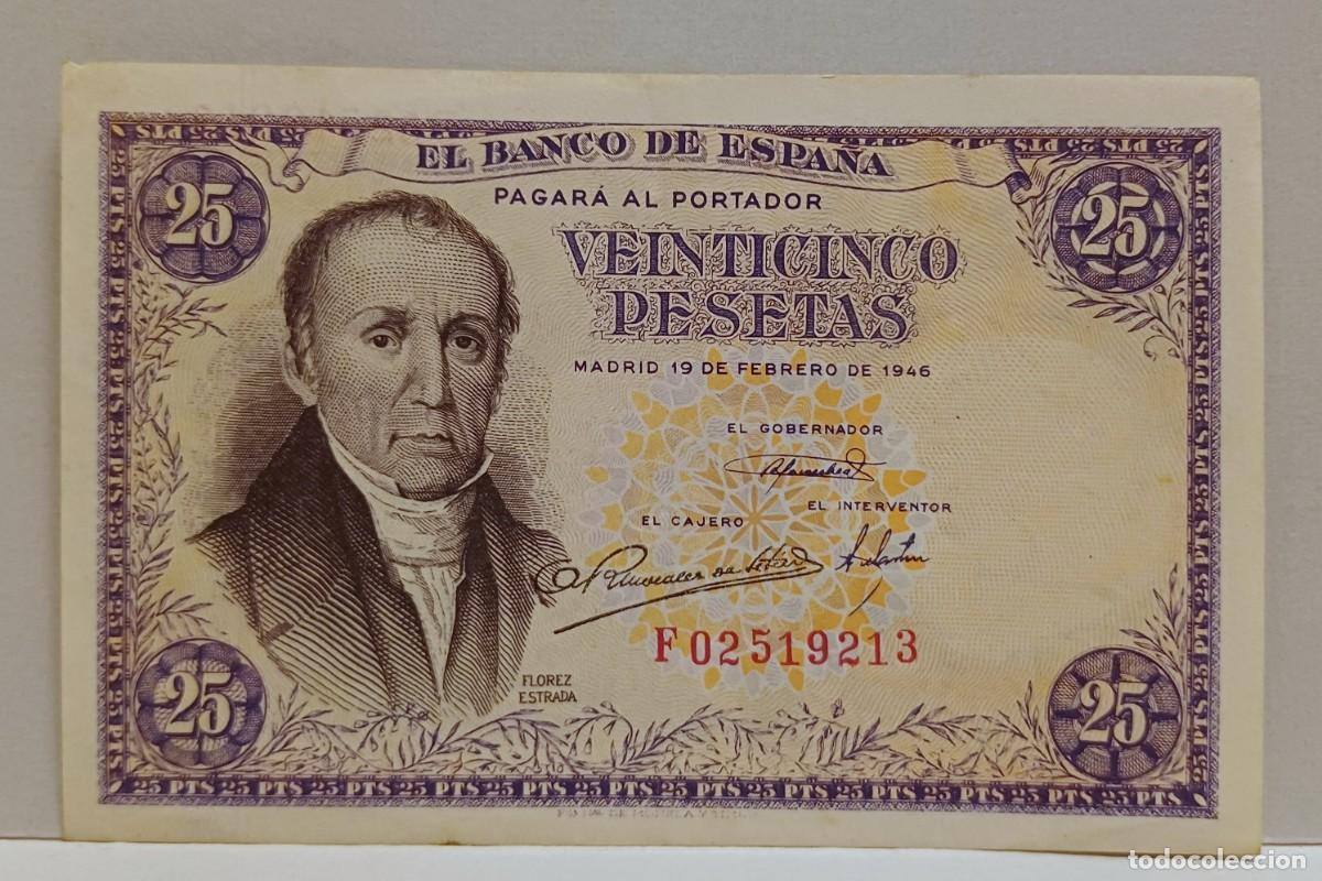 Billetes espa&ntilde;oles: Billete de 25 pesetas. A&ntilde;o 1946. MBC+