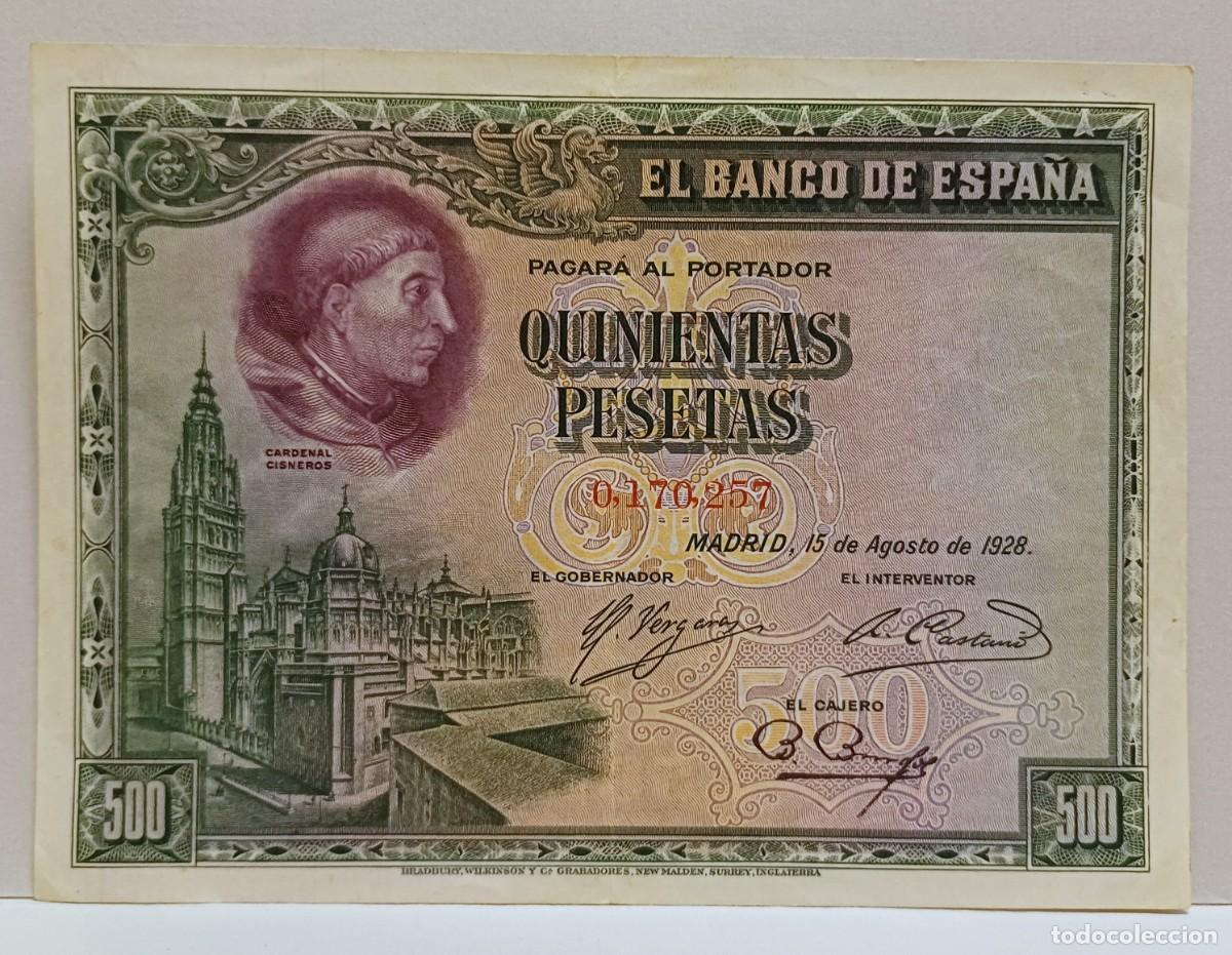 Billetes espa&ntilde;oles: Billete de 500 pesetas. A&ntilde;o 1928. MBC