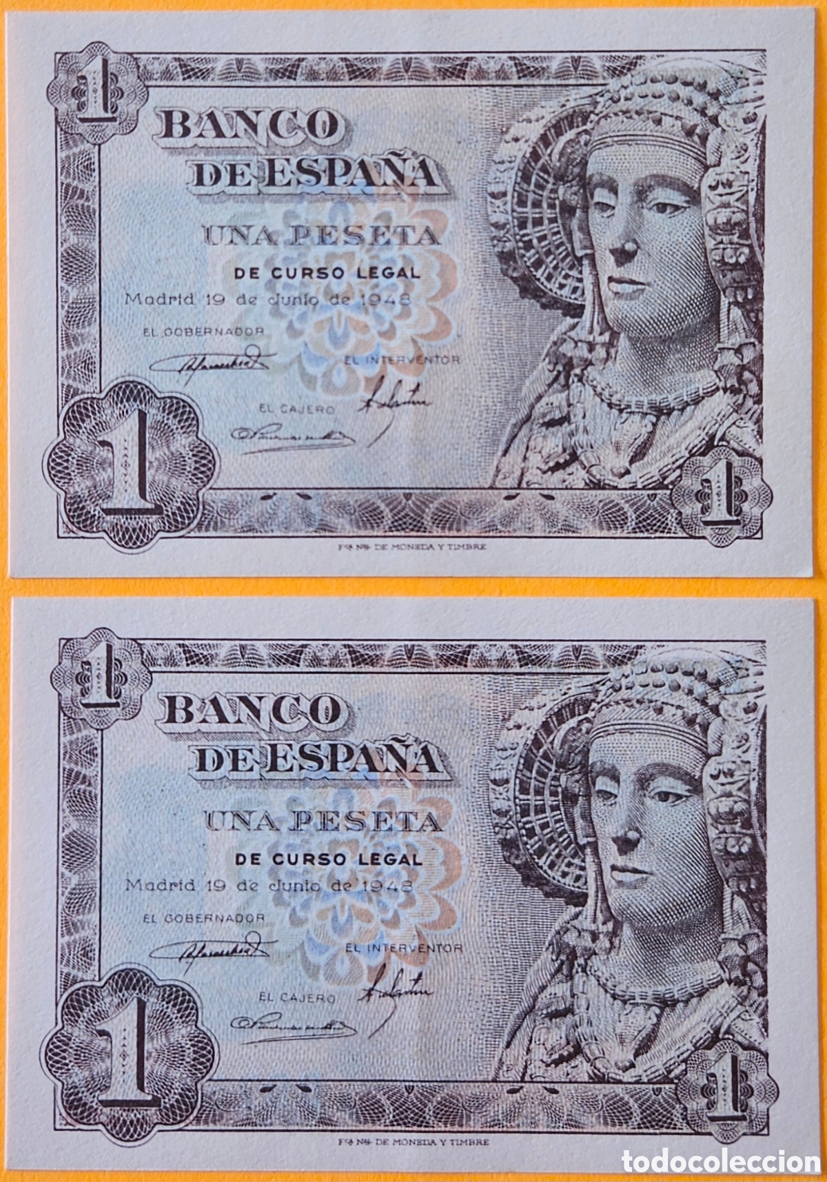 Billetes espa&ntilde;oles: ESPA&Ntilde;A, PAREJA CORRELATIVA, 1 PESETA, 1948. NUEVOS.