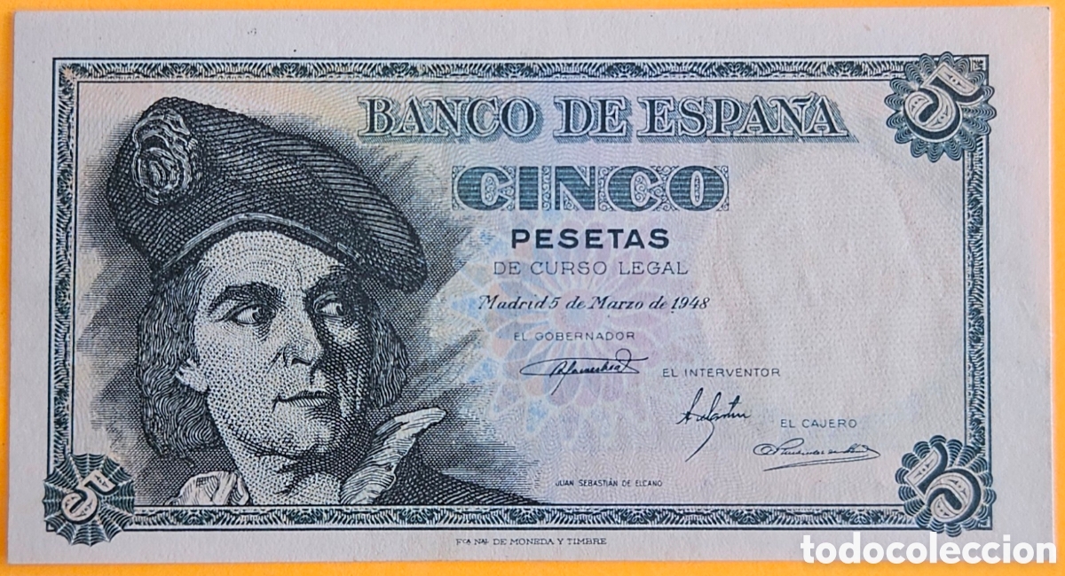 Billetes espa&ntilde;oles: ESPA&Ntilde;A, 5 PESETAS, 1948. NUEVO.
