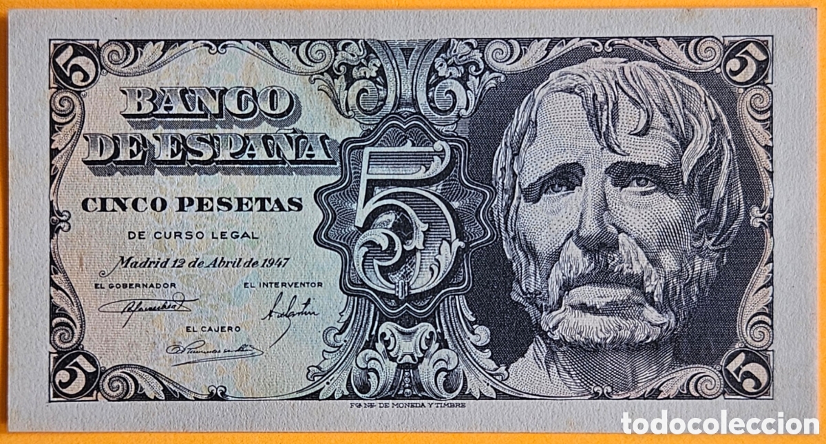 Billetes espa&ntilde;oles: ESPA&Ntilde;A, 5 PESETAS, 1947. NUEVO.