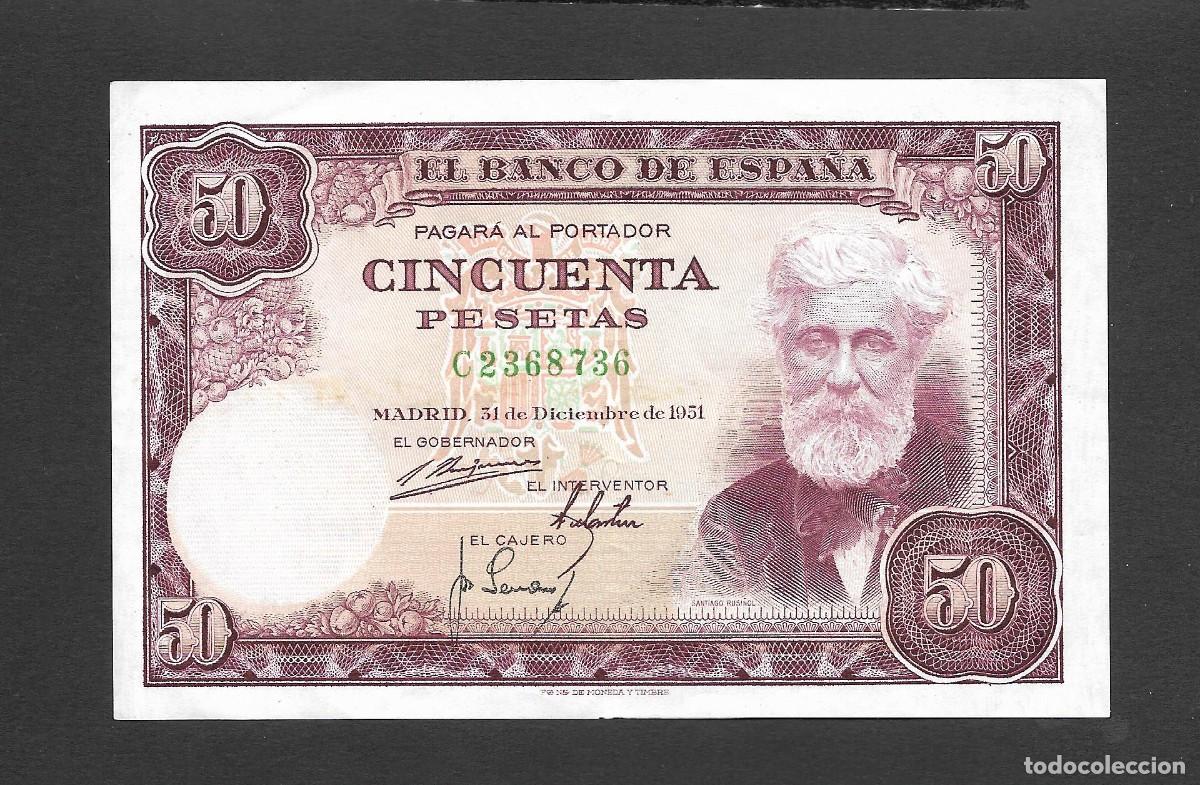 Billetes espa&ntilde;oles: 50 PESETAS 1951 SERIE C EBC