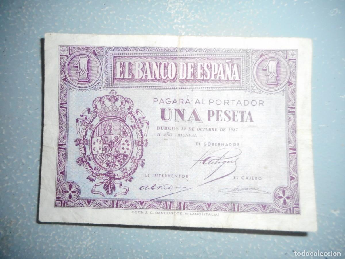 Billetes espa&ntilde;oles: 1 PESETA 12 OCTUBRE 1937 / MBC-
