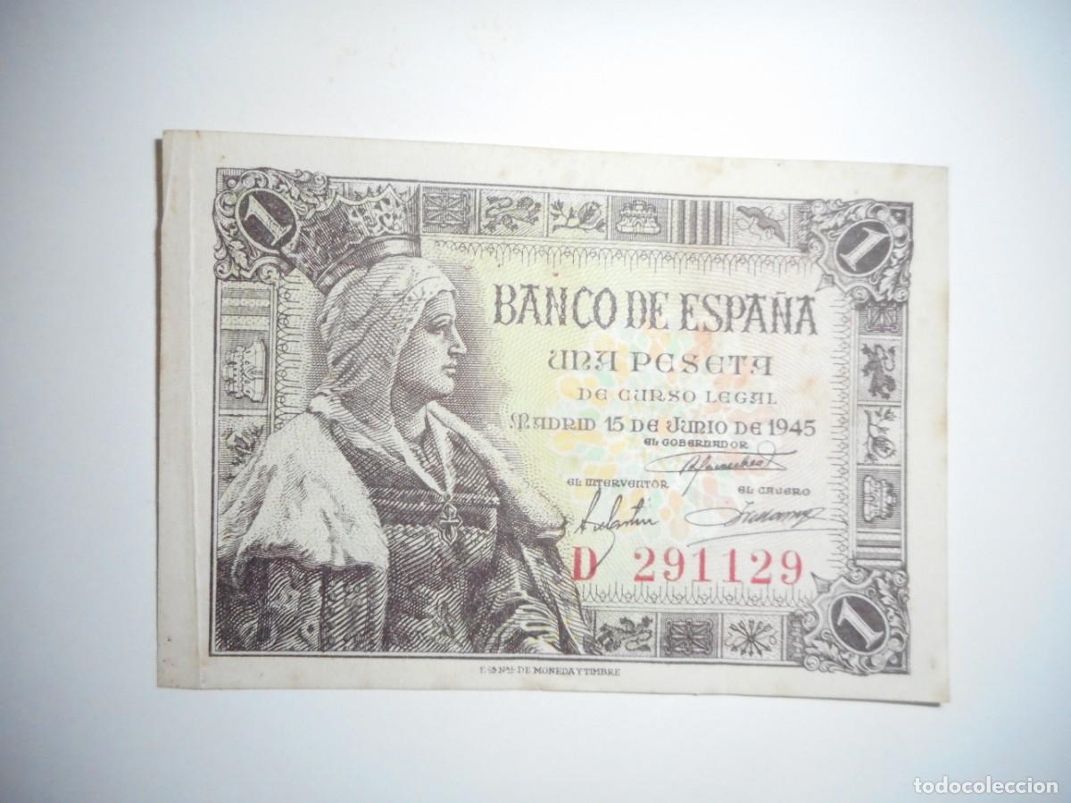 Billetes espa&ntilde;oles: 1 PESETA JUNIO 1945 / MBC
