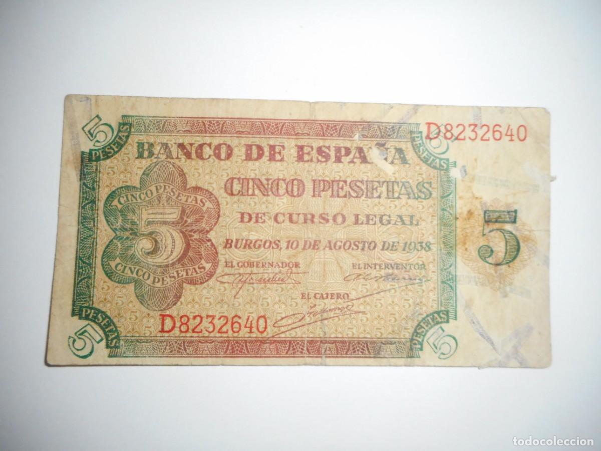 Billetes espa&ntilde;oles: 5 PESETAS AGOSTO 1938 / MBC-