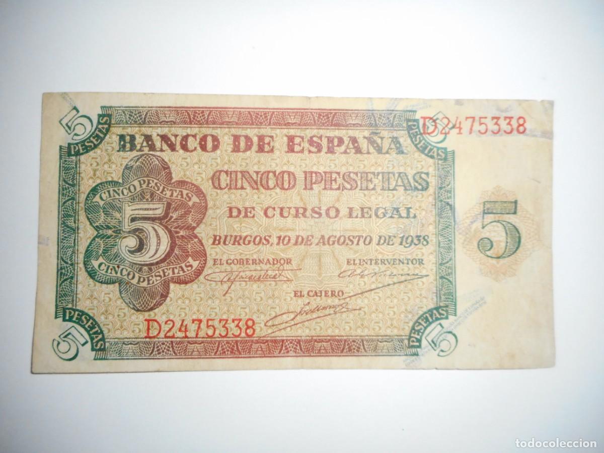 Billetes espa&ntilde;oles: 5 PESETAS AGOSTO 1938 / MBC