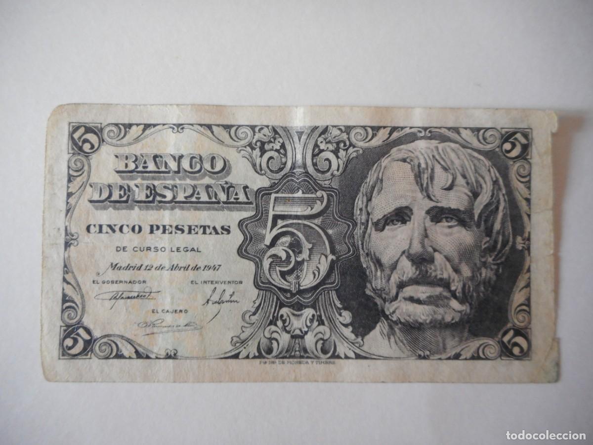 Billetes espa&ntilde;oles: 5 PESETAS ABRIL 1947 / MBC-