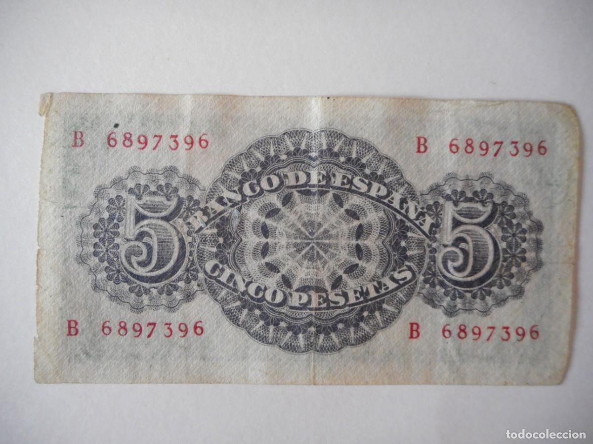 Billetes espa&ntilde;oles: 5 PESETAS ABRIL 1947 / MBC- - Foto 2