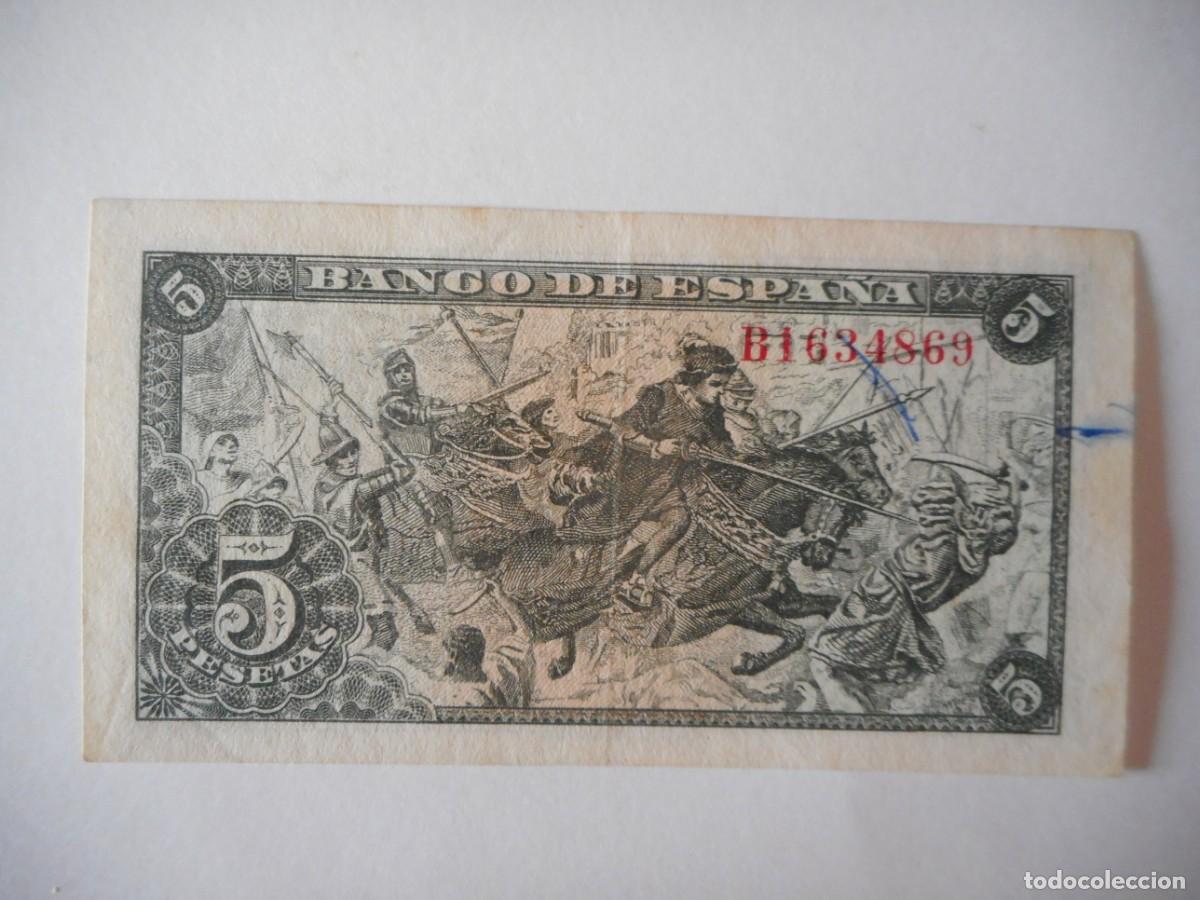 Billetes espa&ntilde;oles: 5 PESETAS JUNIO 1945 / EBC - Foto 2