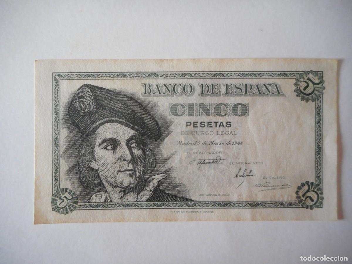 Billetes espa&ntilde;oles: 5 PESETAS MARZO 1948 / EBC+/SC-