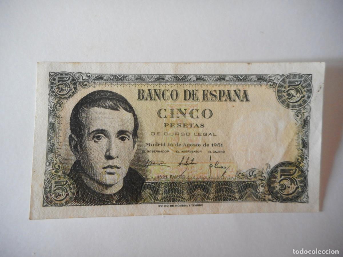 Billetes espa&ntilde;oles: 5 PESETAS AGOSTO 1951 / EBC