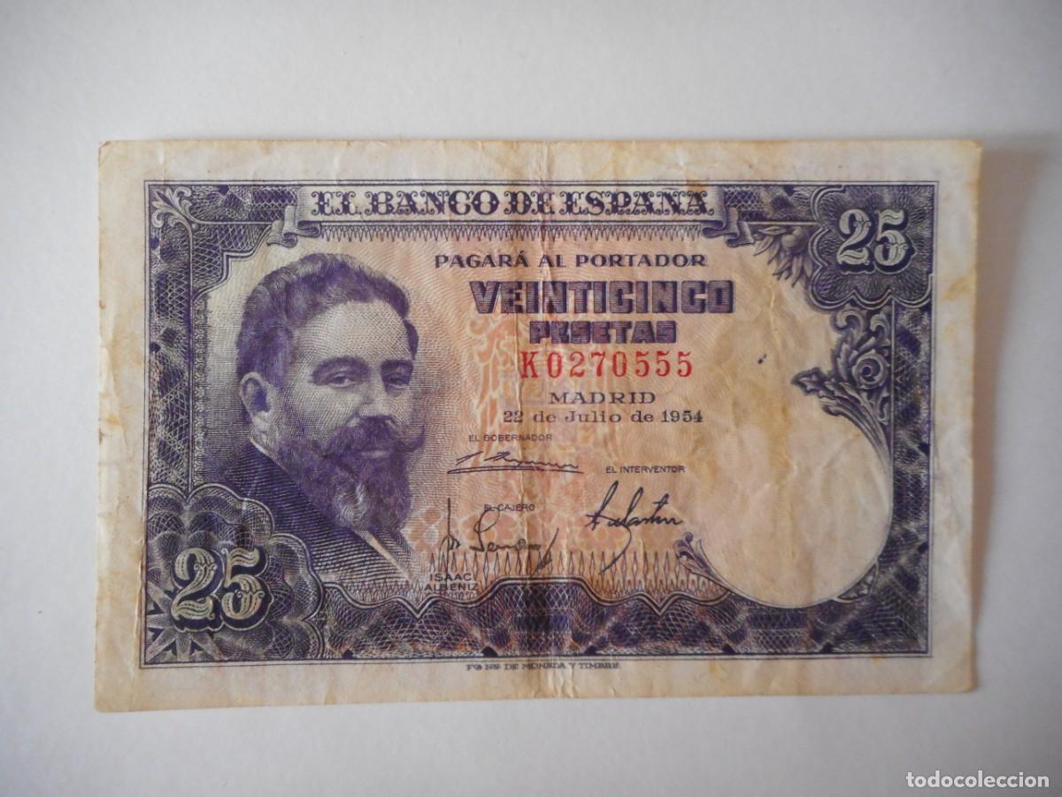 Billetes espa&ntilde;oles: 25 PESETAS JULIO 1954 / MBC-