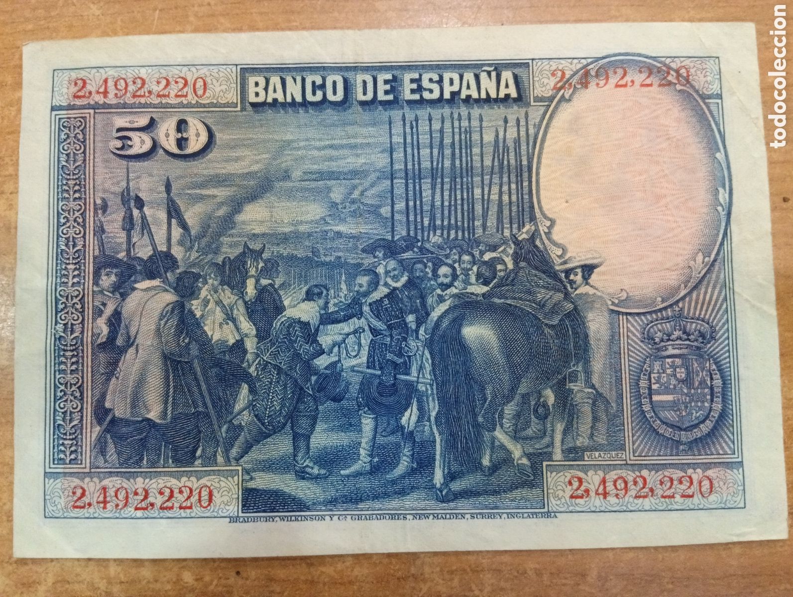 Billetes espa&ntilde;oles: Billete de 50 pesetas 1928. Banco de Espa&ntilde;a