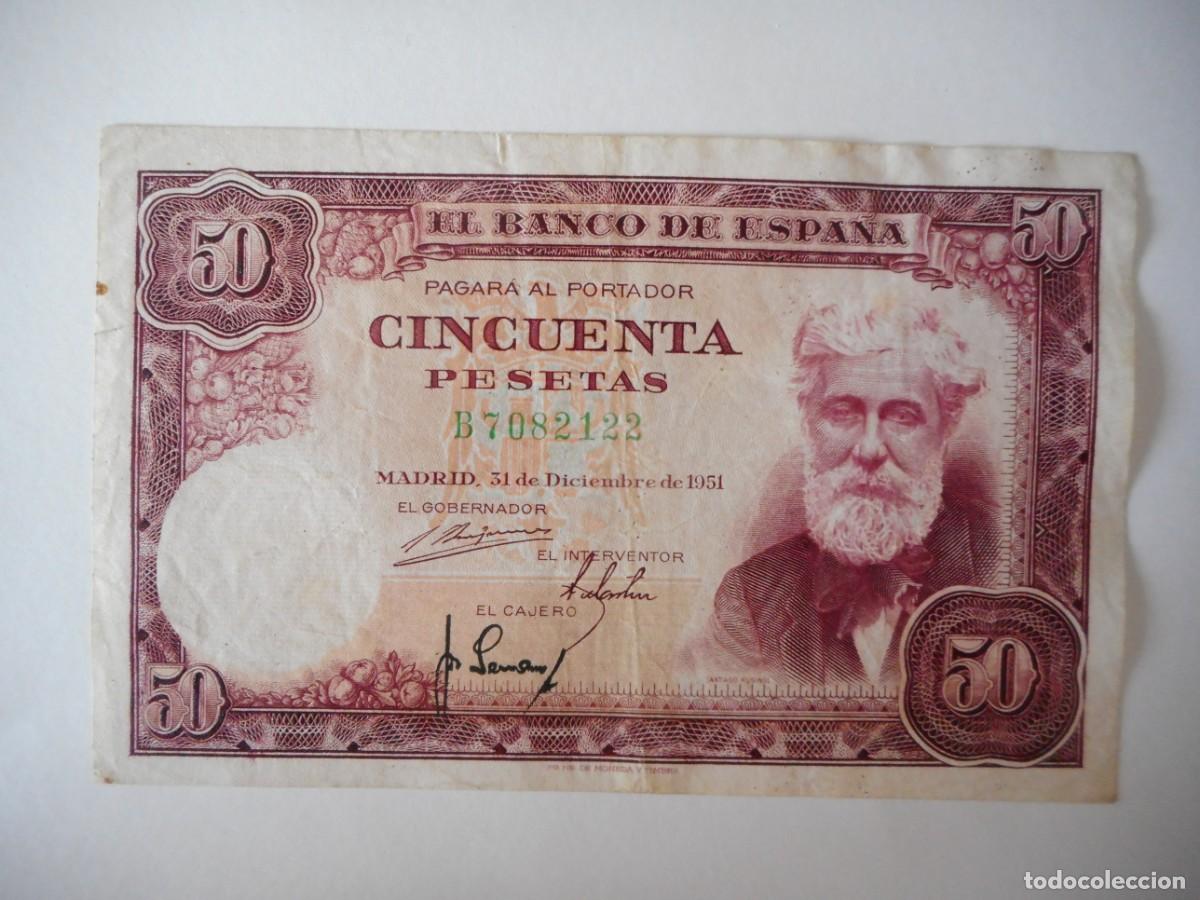 Billetes espa&ntilde;oles: 50 PESETAS DICIEMBRE 1951 / MBC