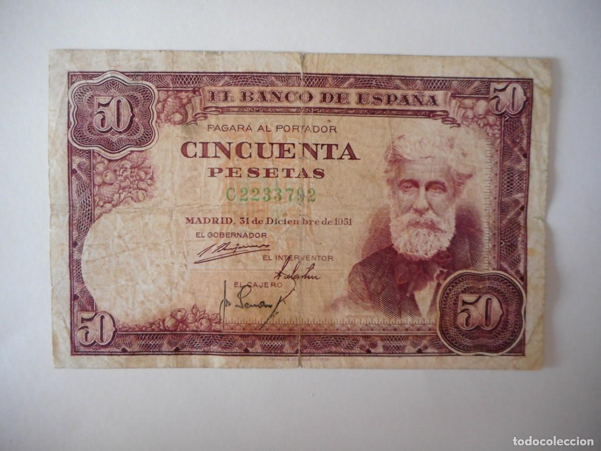 Billetes espa&ntilde;oles: 50 PESETAS DICIEMBRE 1951 / BC