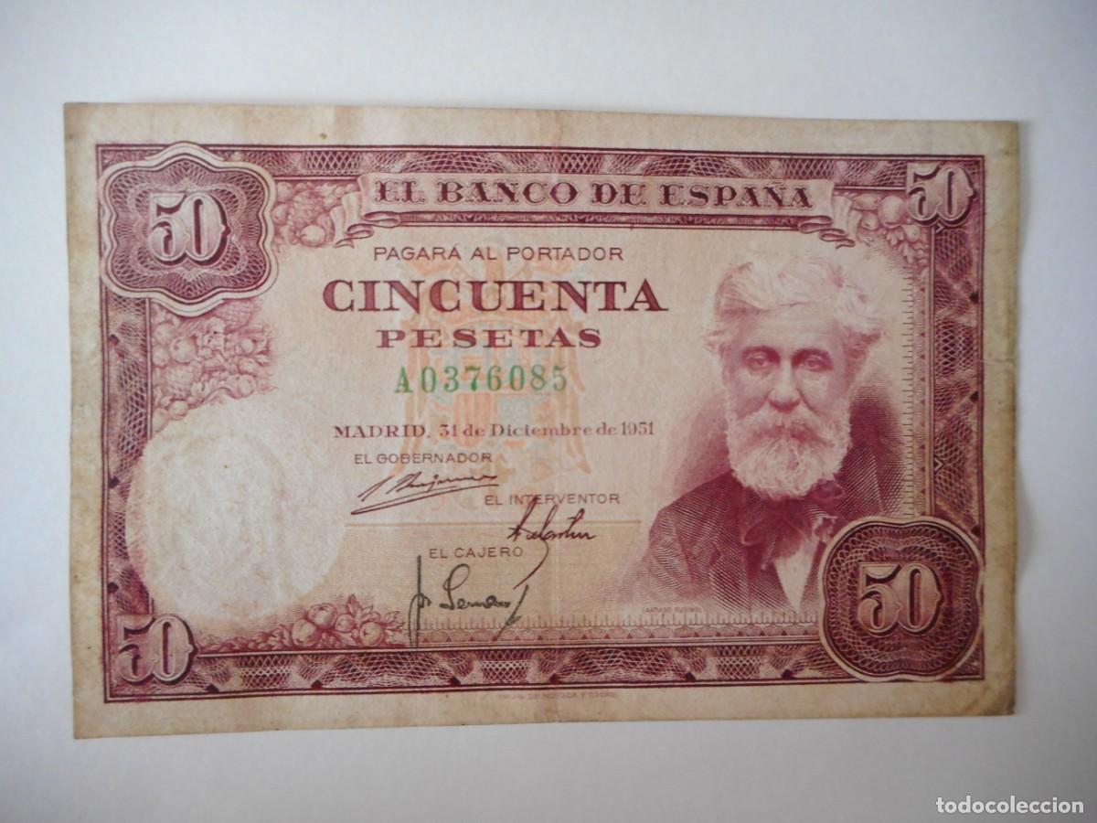 Billetes espa&ntilde;oles: 50 PESETAS DICIEMBRE 1951 / MBC