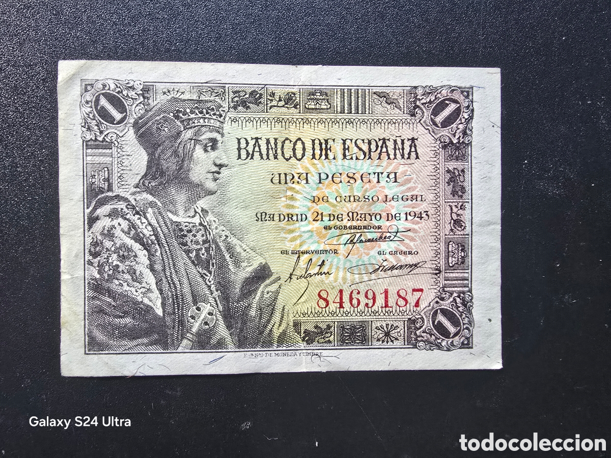 Billetes espa&ntilde;oles: 1 PESETA DE 1943.....OJO SIN SERIE .....MUY ESCASO ......PRECIOSO......ES EL DE LAS FOTOS