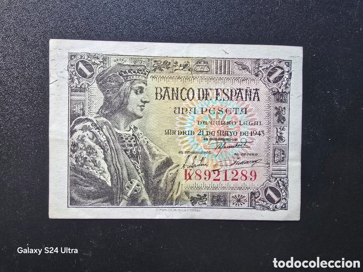 Billetes espa&ntilde;oles: 1 PESETA DE 1943..... SERIE K ......PRECIOSO......ES EL DE LAS FOTOS