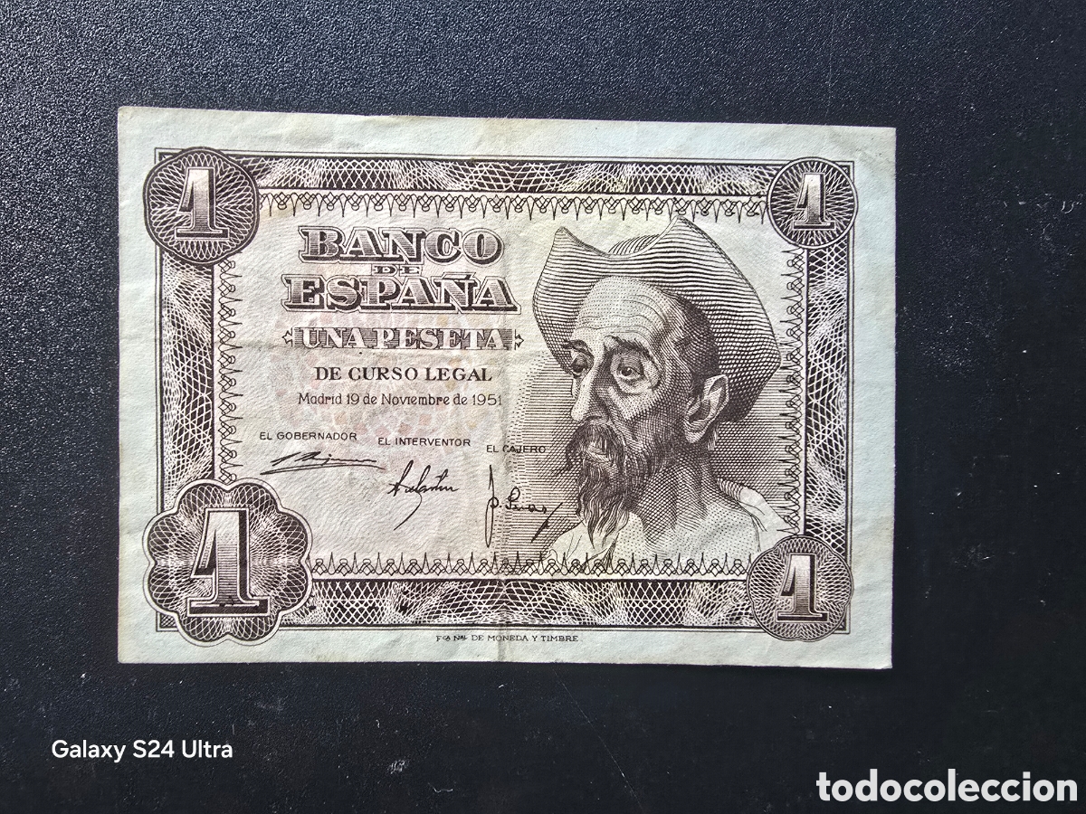 Billetes espa&ntilde;oles: 1 PESETA DE 1951..... SERIE B ......MUY BONITO......ES EL DE LAS FOTOS