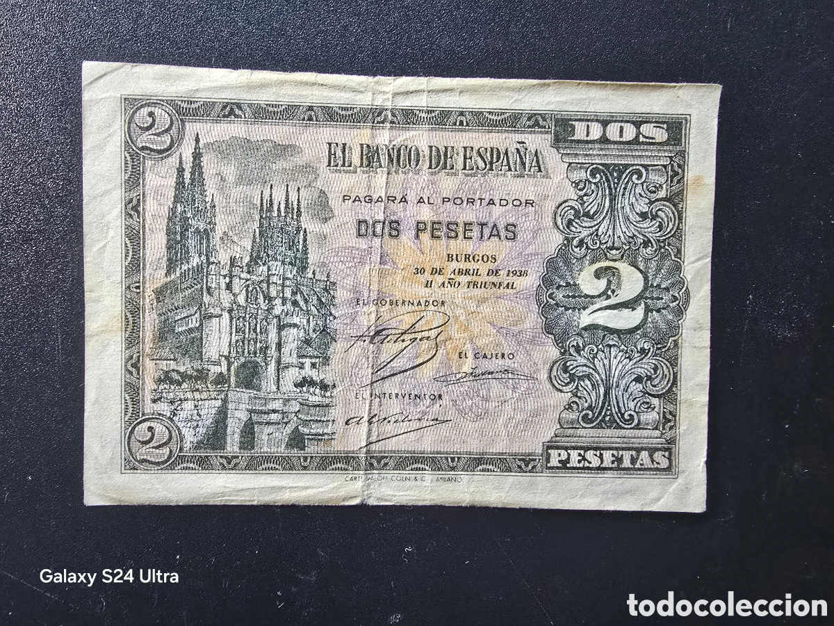 Billetes espa&ntilde;oles: 2 PESETAS DE 1938..... SERIE L.....ESCASO......ES EL DE LAS FOTOS