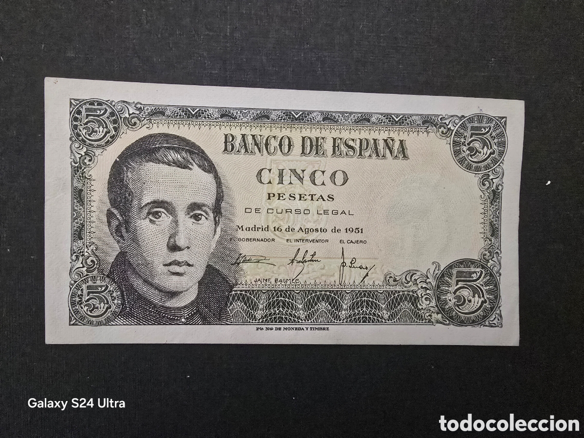 Billetes espa&ntilde;oles: 5 PESETAS DE 1951..... SERIE 1H.....PRECIOSO ......ES EL DE LAS FOTOS