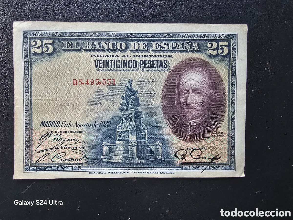 Billetes espa&ntilde;oles: 25 PESETAS DE 1928..... SERIE B......MUY BONITO ......ES EL DE LAS FOTOS