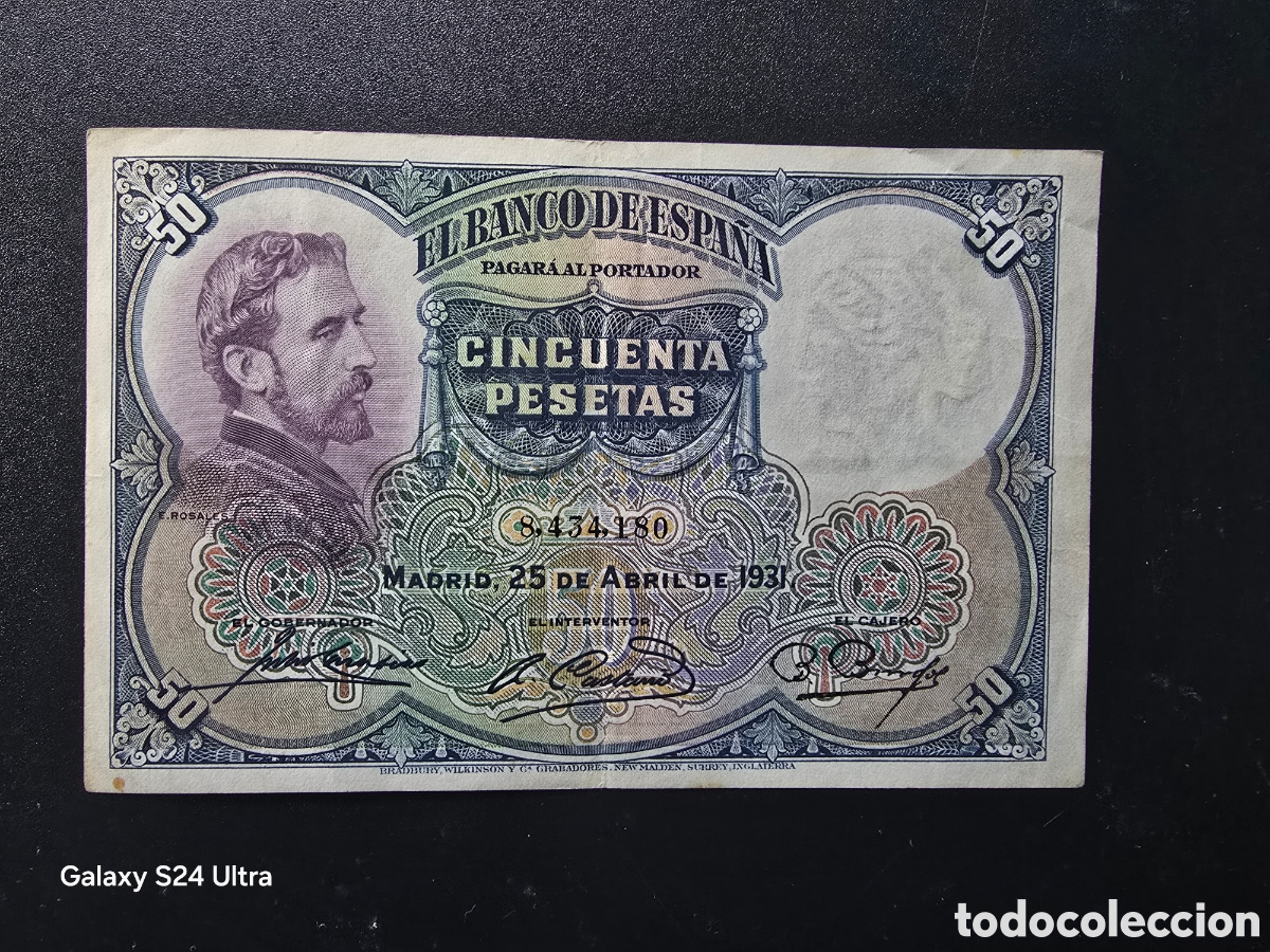 Billetes espa&ntilde;oles: 50 PESETAS DE 1931.... SIN SERIE .....PRECIOSO .....ES EL DE LAS FOTOS