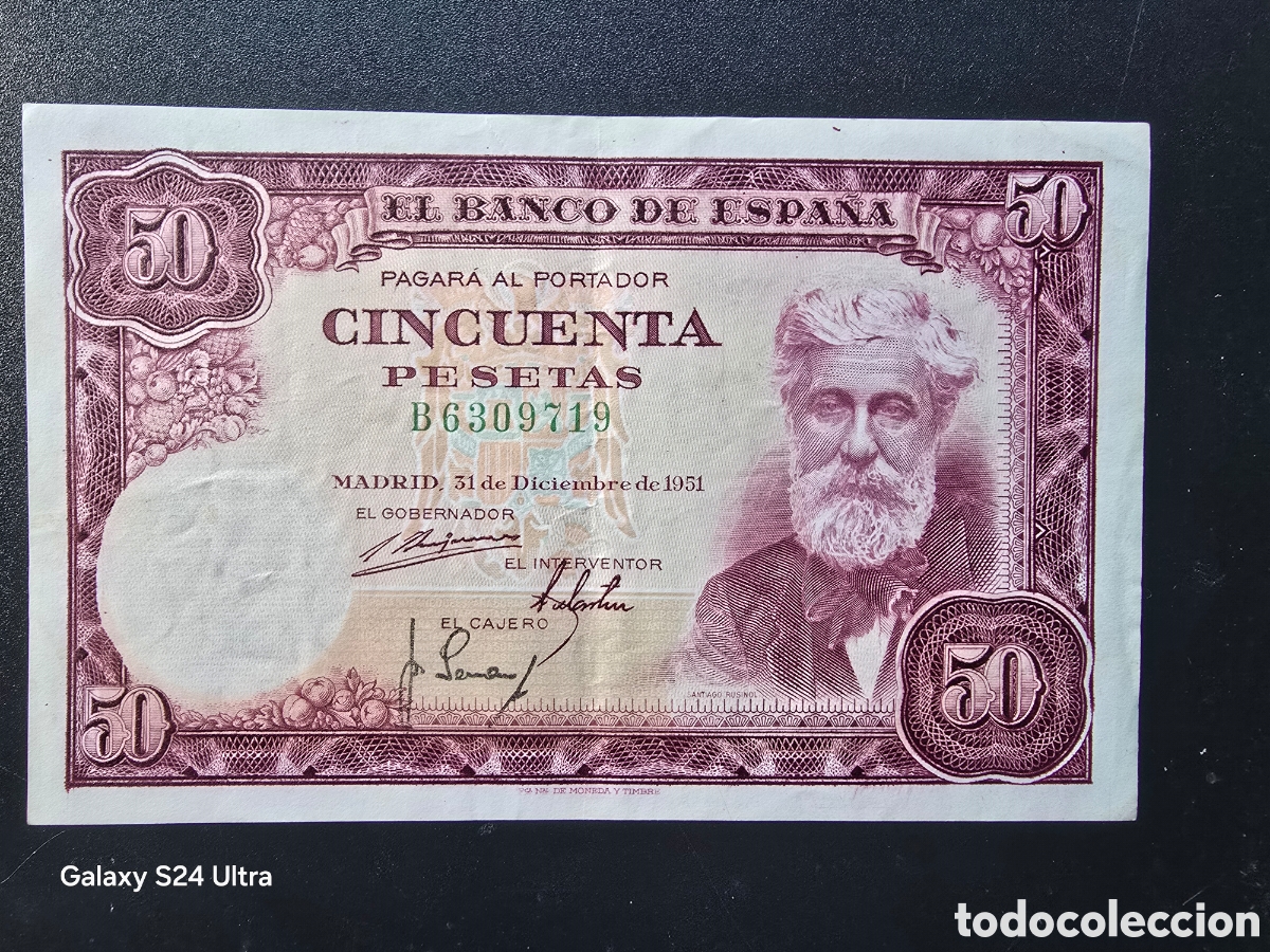 Billetes espa&ntilde;oles: 50 PESETAS DE 1951.... SERIE B.....PRECIOSO .....ES EL DE LAS FOTOS