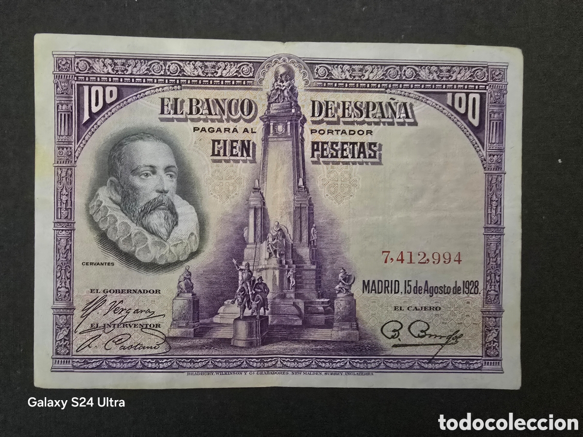 Billetes espa&ntilde;oles: 100 PESETAS DE 1928....SIN SERIE .....MUY BONITO .....ES EL DE LAS FOTOS