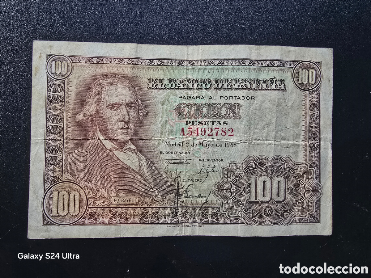 Billetes espa&ntilde;oles: 100 PESETAS DE 1948..... SERIE A......MUY BONITO Y ESCASO .....ES EL DE LAS FOTOS