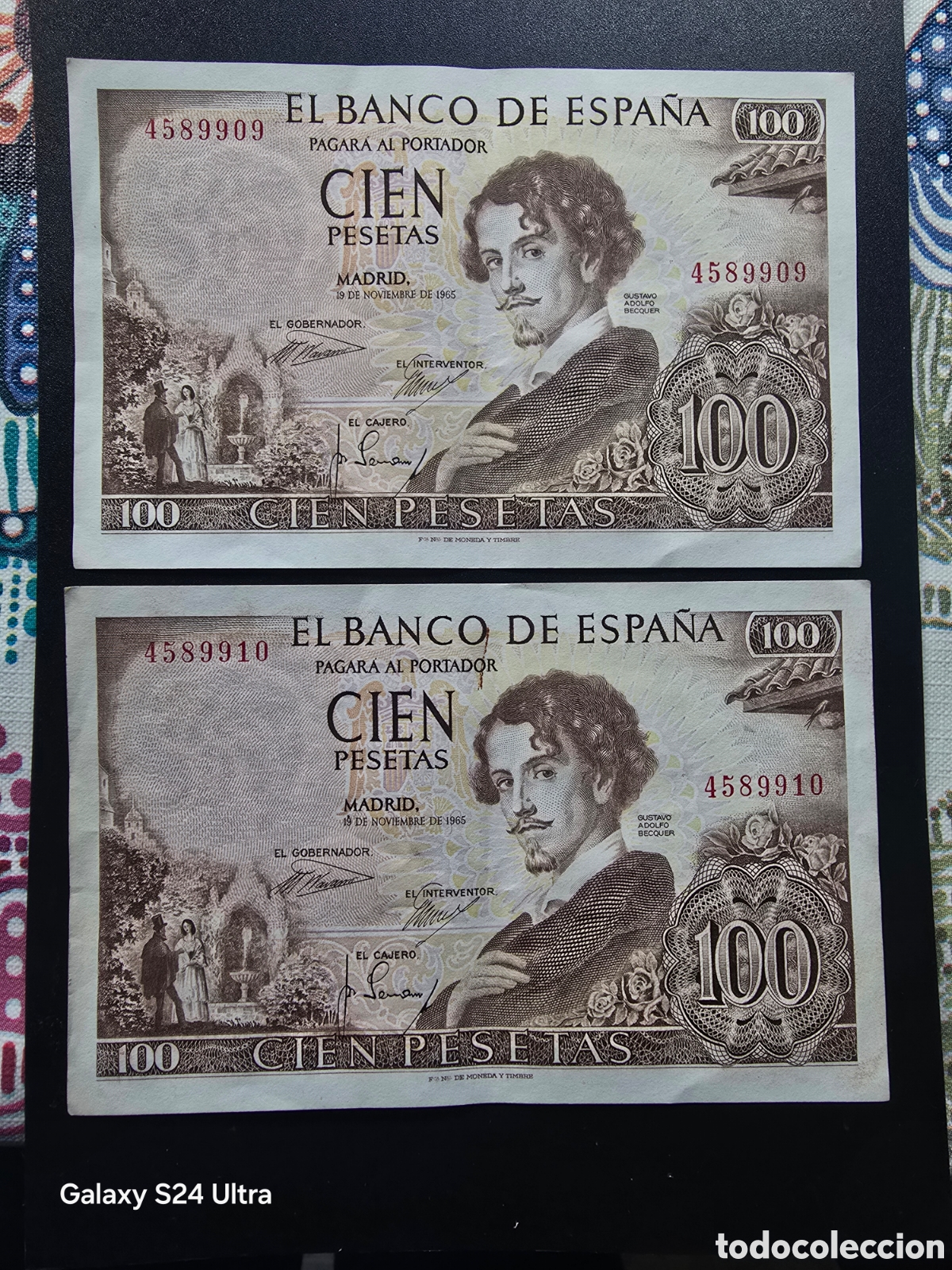 Billetes espa&ntilde;oles: PAREJA CORRELATIVA DE 100 PESETAS DE 1965..... OJO SIN SERIE ....PRECIOSOS .....ES EL DE LAS FOTOS
