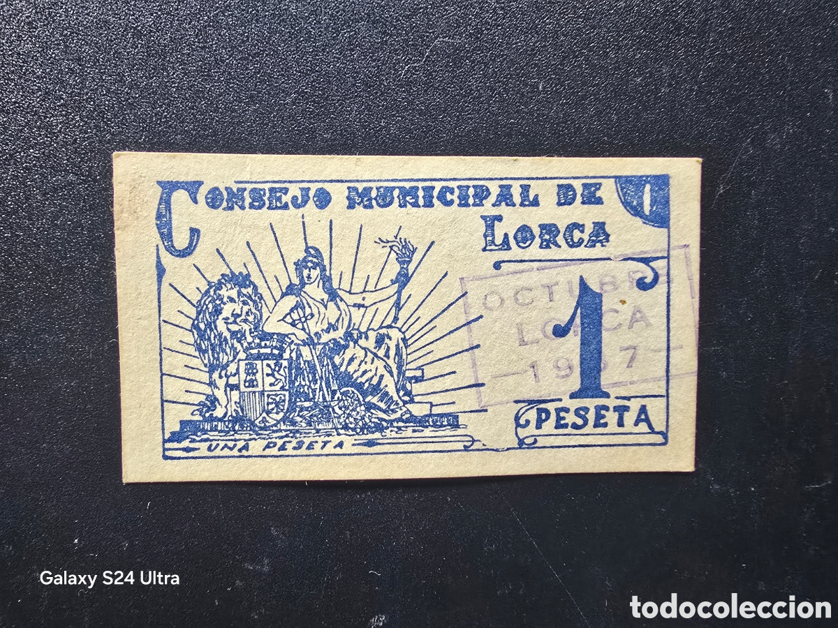 Billetes espa&ntilde;oles: 1 PESETA DE 1937.....CONSEJO MUNICIPAL DE LORCA.....PRECIOSO....ES EL DE LAS FOTOS