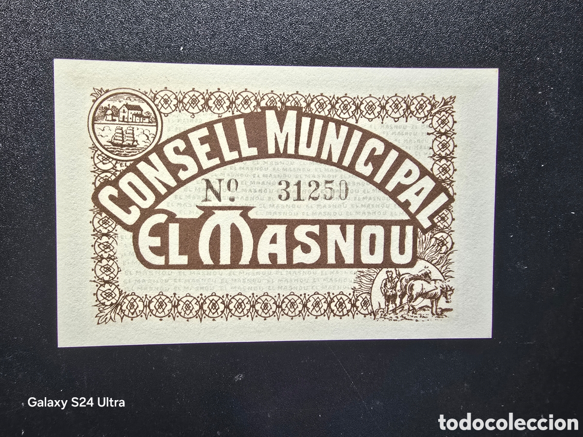 Billetes espa&ntilde;oles: 50 C&Eacute;NTIMOS DE 1937 .....CONSEJO MUNICIPAL DE EL MASNOU.....PRECIOSO..... EL DE LAS FOTOS