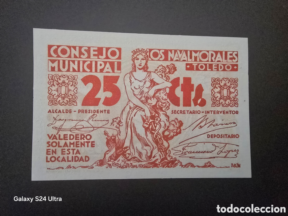 Billetes espa&ntilde;oles: 25 C&Eacute;NTIMOS .....CONSEJO MUNICIPAL DE NAVALMORALES.....SIN CIRCULAR..... EL DE LAS FOTOS