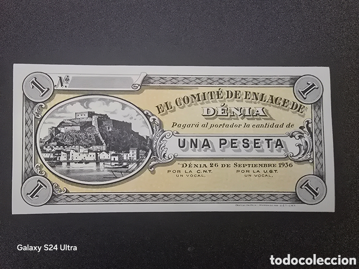 Billets espagnols: 1 PESETA DE 1936....COMIT&Eacute; DE ENLACE DE DENIA.....SIN CIRCULAR..... ES EL DE LAS FOTOS