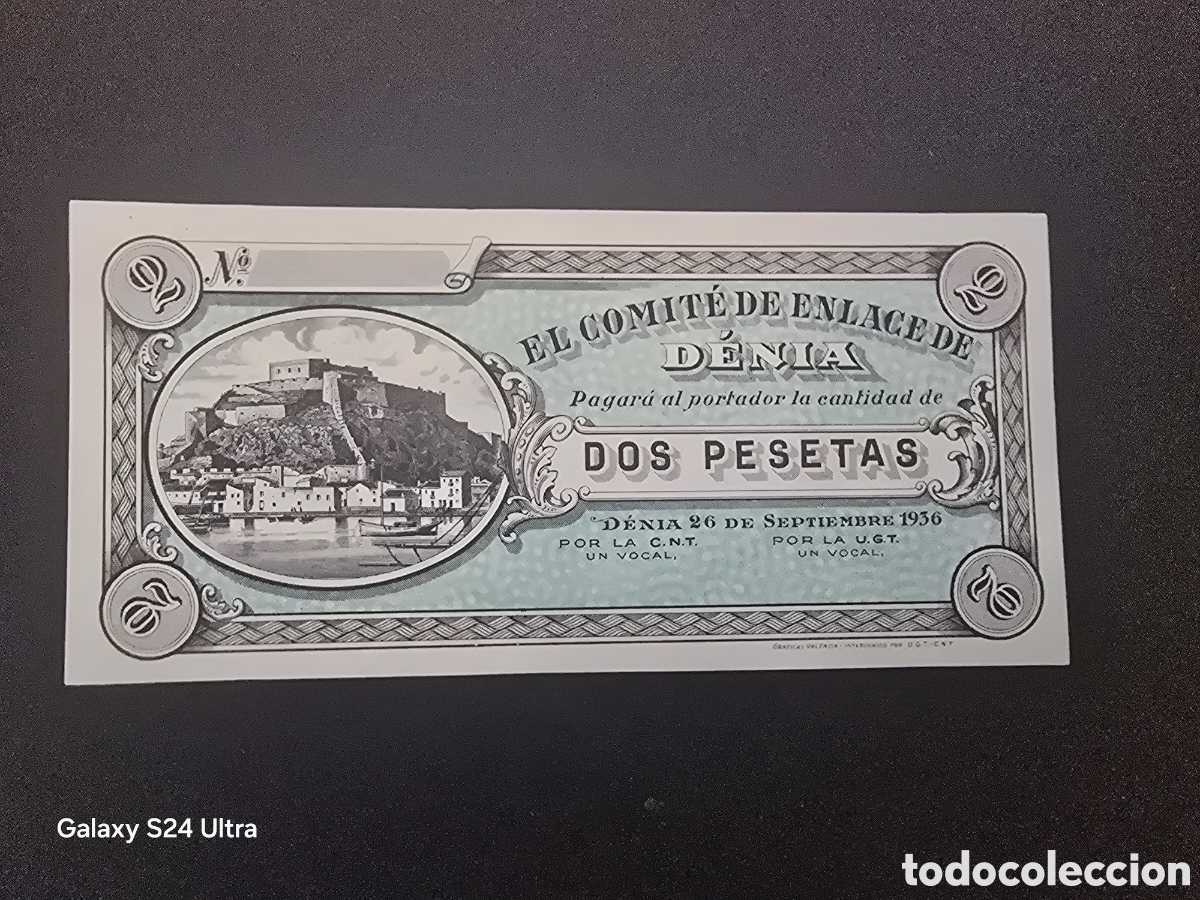 Billets espagnols: 2 PESETAS DE 1936....COMIT&Eacute; DE ENLACE DE DENIA.....SIN CIRCULAR..... ES EL DE LAS FOTOS