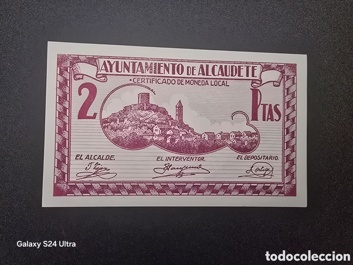 Billets espagnols: 2 PESETAS ....AYUNTAMIENTO DE ALCAUDETE .....SIN CIRCULAR..... ES EL DE LAS FOTOS