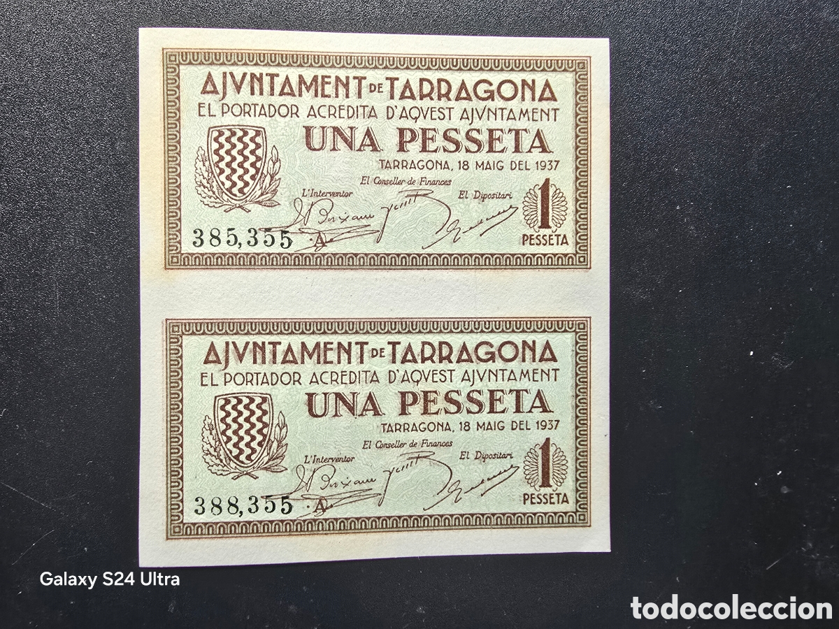 Billets espagnols: DOS BILLETES SIN CORTAR DE 1 PESETA ....AJUNTAMENT DE TARRAGONA...SIN CIRCULAR..ES EL DE LAS FOTOS