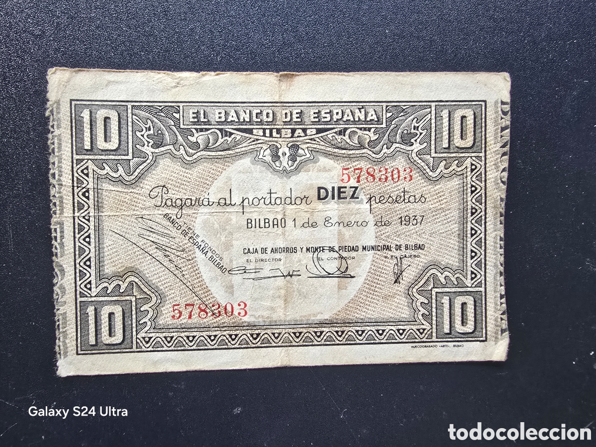 Billetes espa&ntilde;oles: 10 PESETAS DE 1937.....BANCO DE ESPA&Ntilde;A EN BILBAO.....BONITO....ES EL DE LAS FOTOS