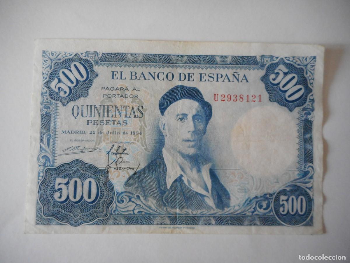 Billetes espa&ntilde;oles: 500 PESETAS JULIO 1954 / MBC+