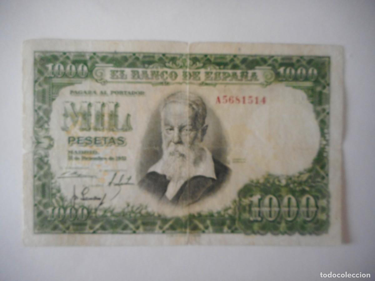 Billetes espa&ntilde;oles: 1000 PESETAS DICIEMBRE 1951 / BC+ SERIE A