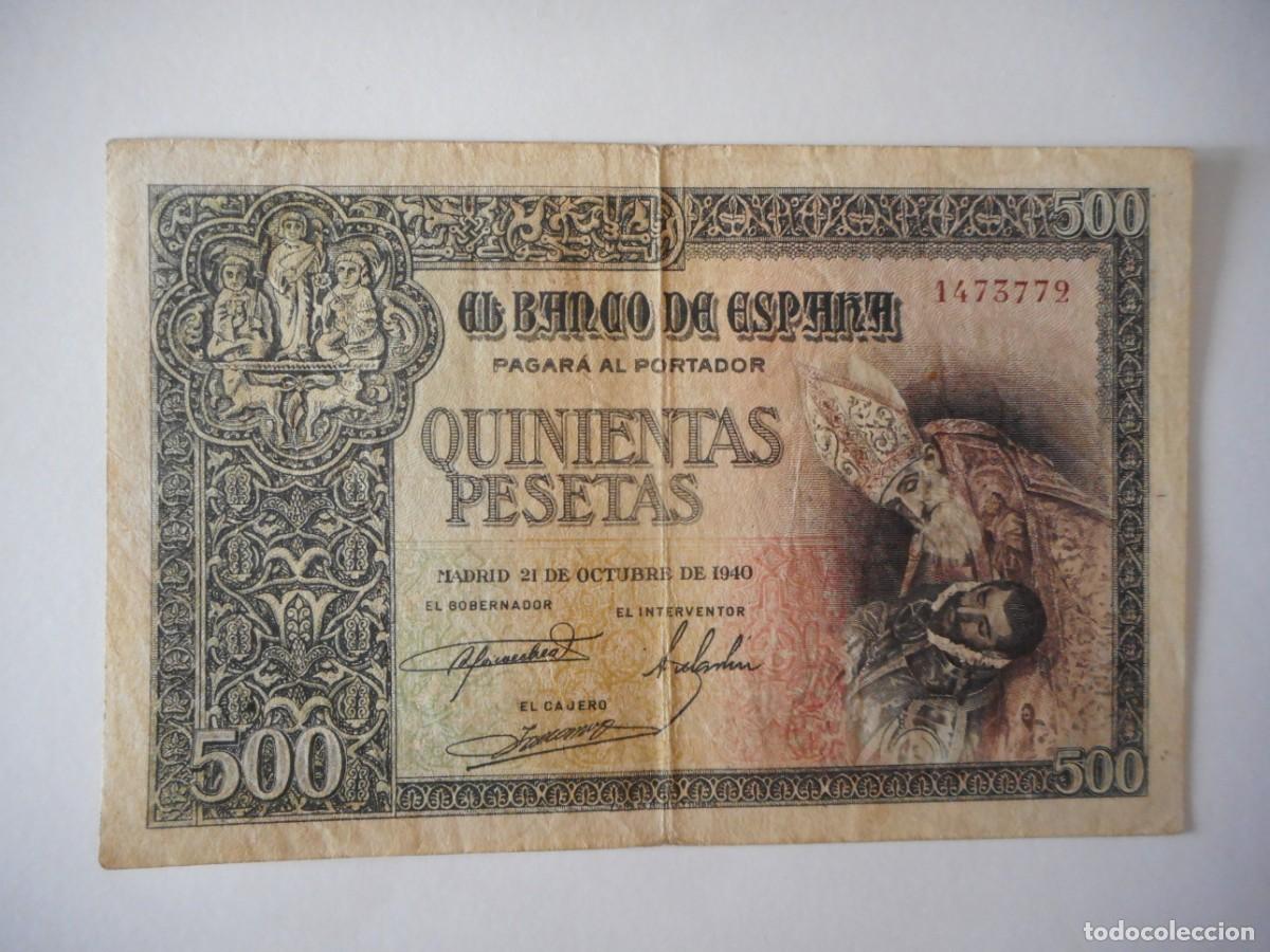 Billetes espa&ntilde;oles: 500 PESETAS OCTUBRE 1940/ MBC+