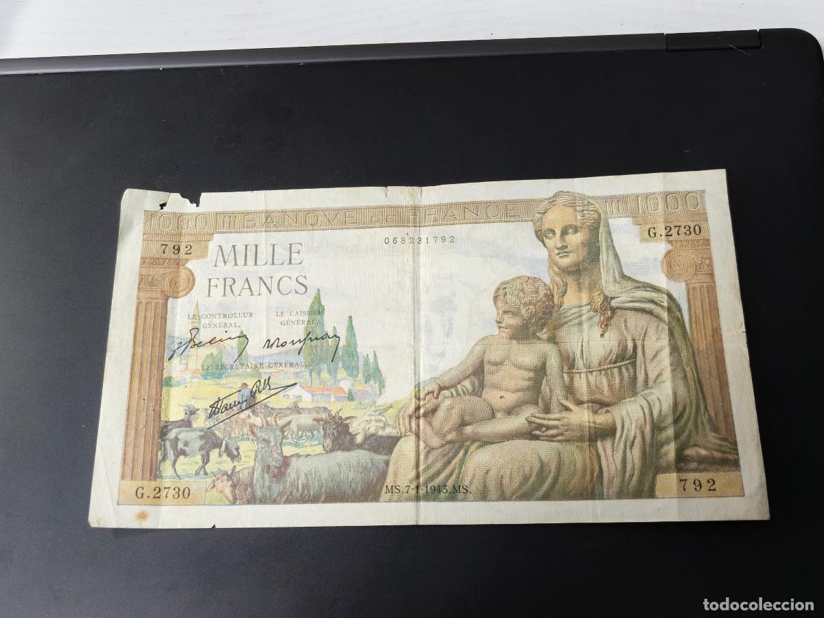 Spanish Banknotes: FRANCIA BILLETES 1000 FRANCOS A&Ntilde;O 1943 CALIDAD BC LIGERA ROTURA