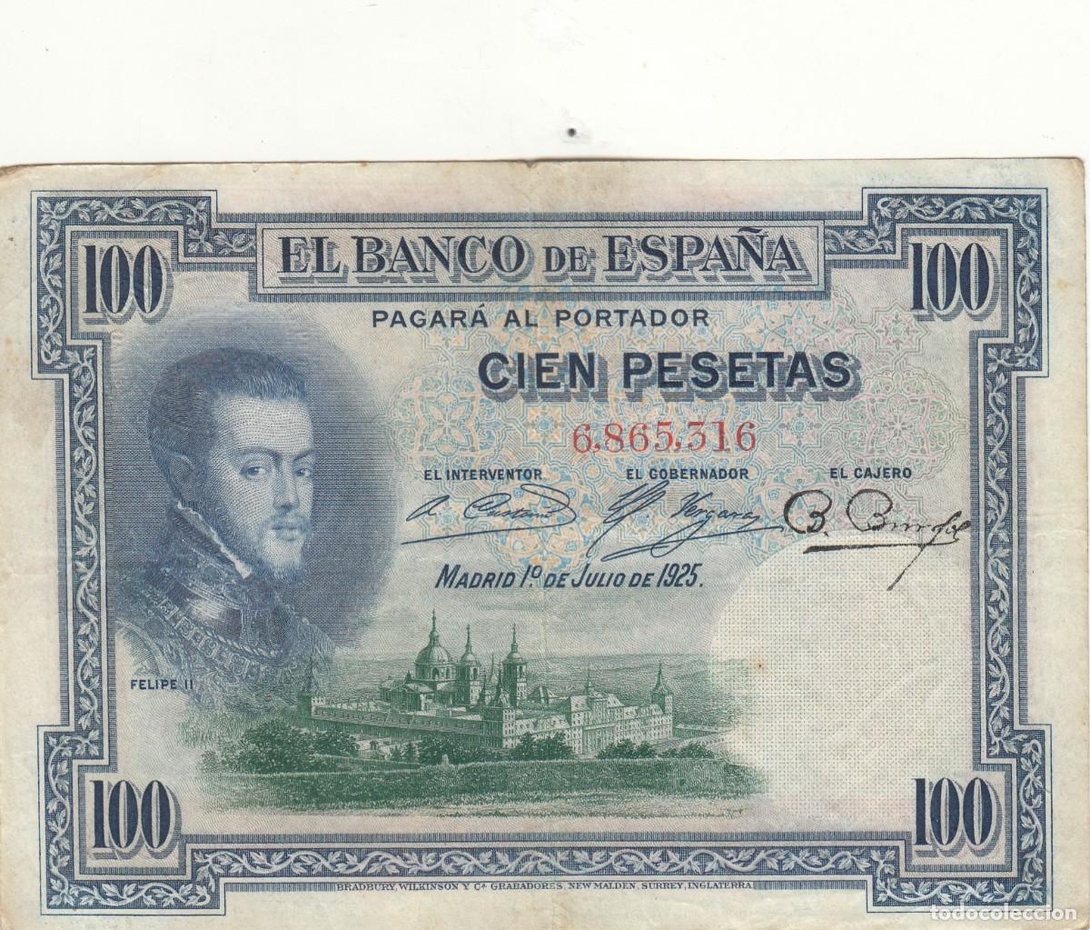 Billetes espa&ntilde;oles: BILLETE BANCO DE ESPA&Ntilde;A: 100 PESETAS 1925 - SIN SERIE