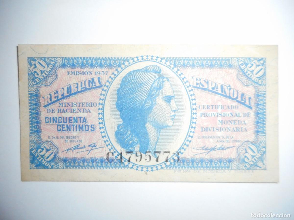 Billetes espa&ntilde;oles: 50 CENTIMOS 1937 / MBC+