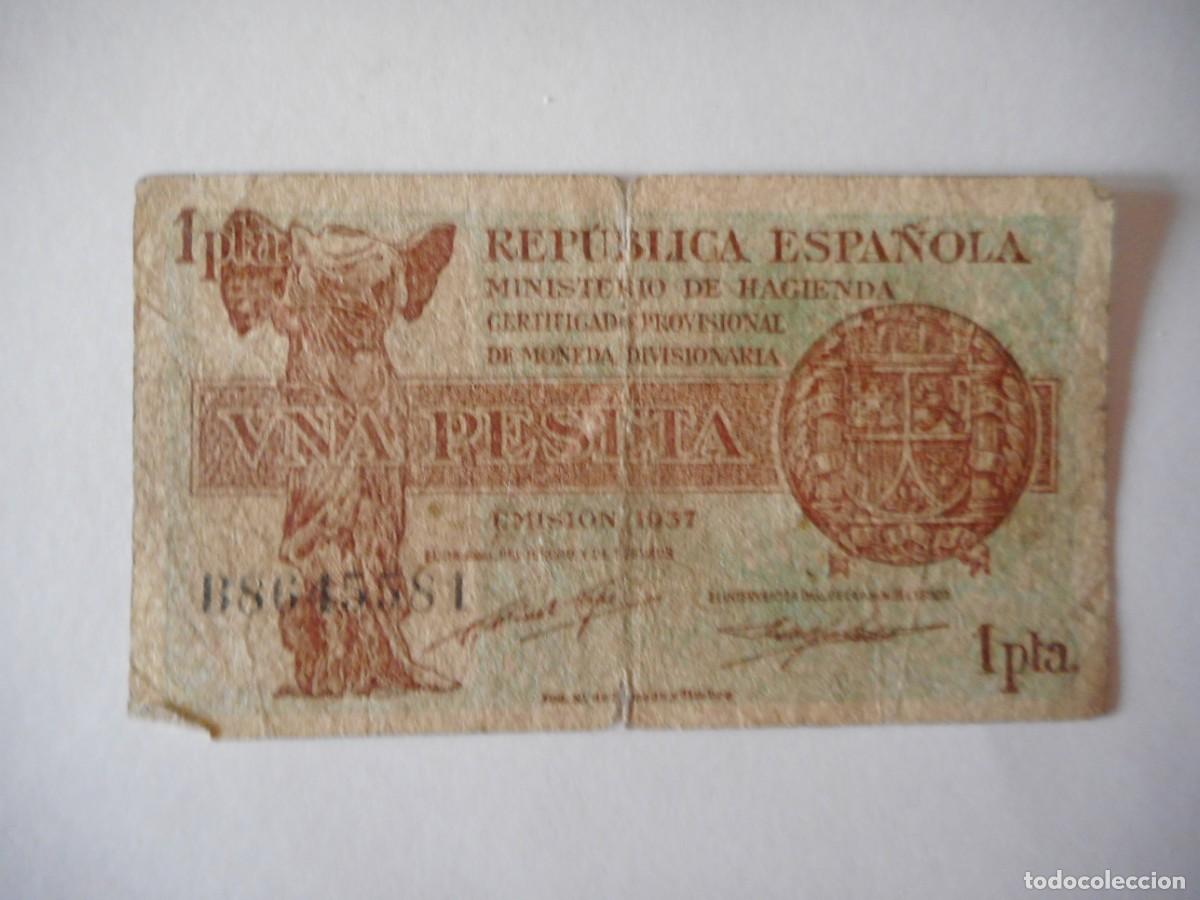 Billetes espa&ntilde;oles: 1 peseta 1937 REP&Uacute;BLICA / BC-