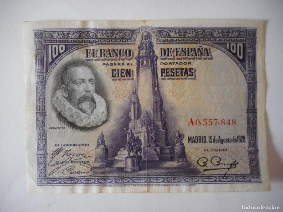 Billetes espa&ntilde;oles: 100 PESETAS AGOSTO 1928 MBC