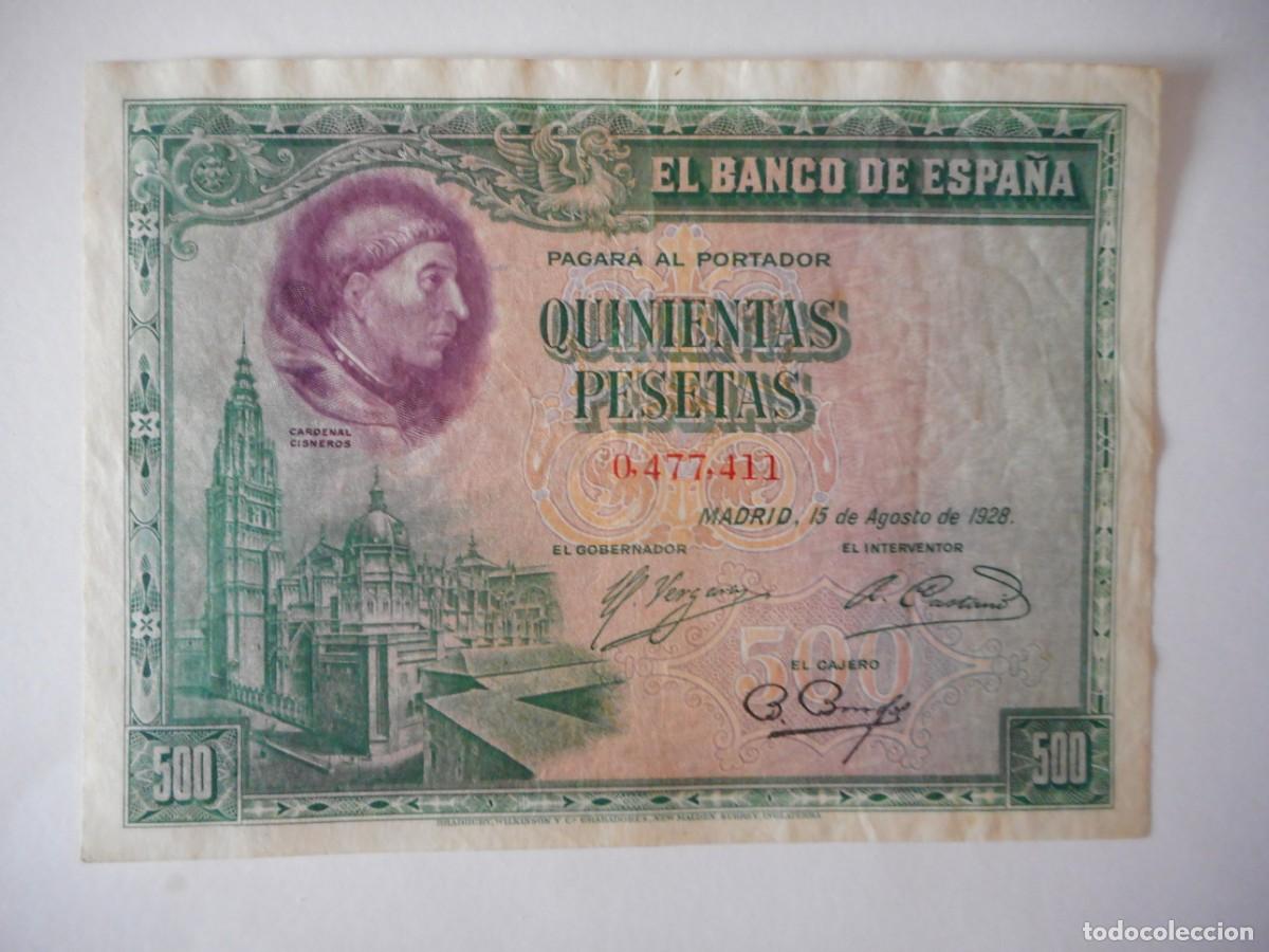 Billetes espa&ntilde;oles: 500 PESETAS AGOSTO 1928 / MBC+