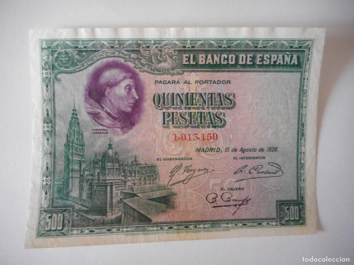 Billetes espa&ntilde;oles: 500 PESETAS AGOSTO 1928 / MBC+
