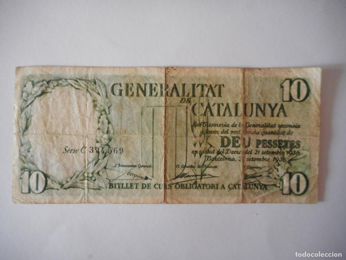 Billetes espa&ntilde;oles: 10 PESETAS GENERALITAT DE CATALUNYA / BC+